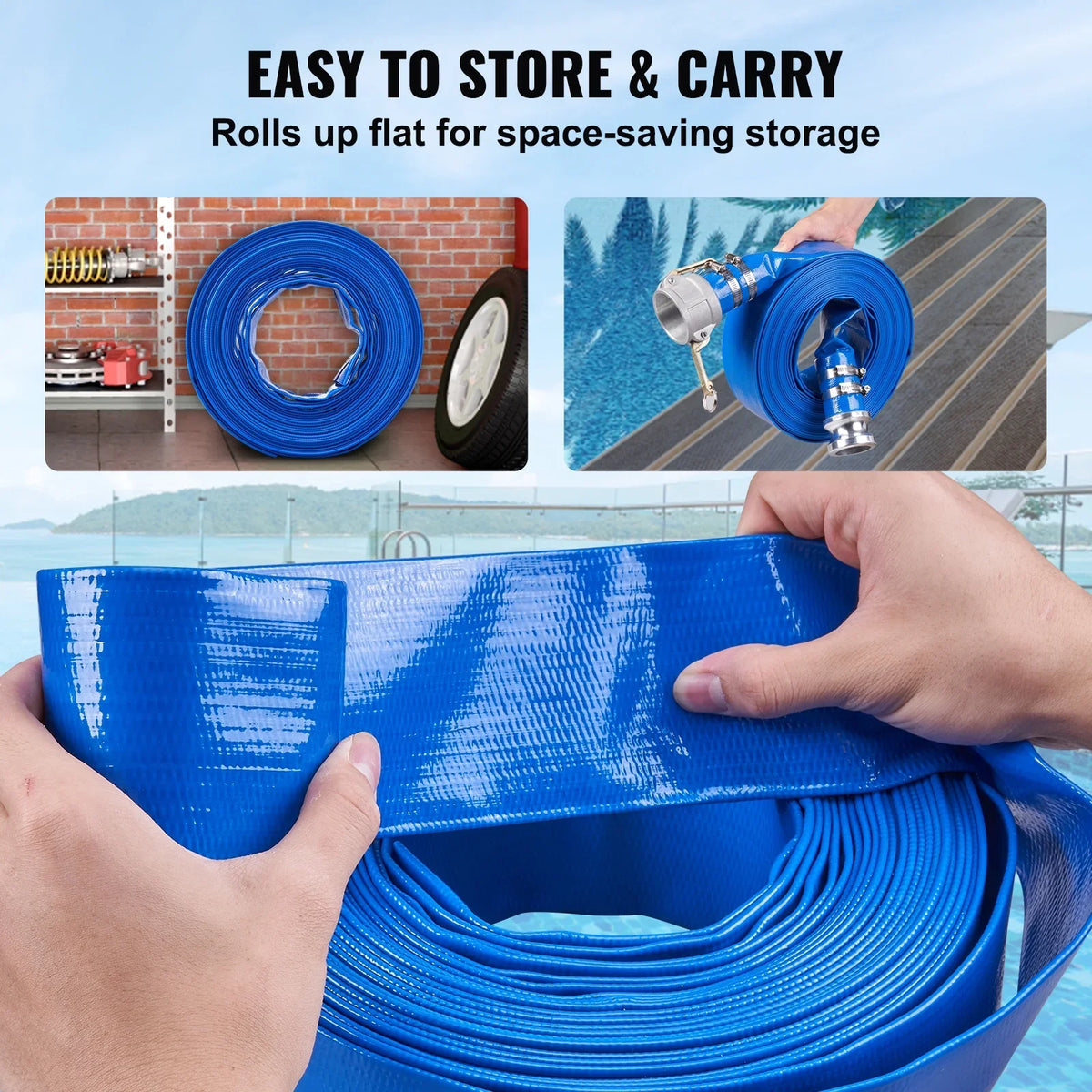 Disposal, x Filter 2'' Fittings Discharge for joints, liquid 50' Swimming Backwash Hose Aluminum C Camlock PVC with Great E Hose BENTISM Pool & with