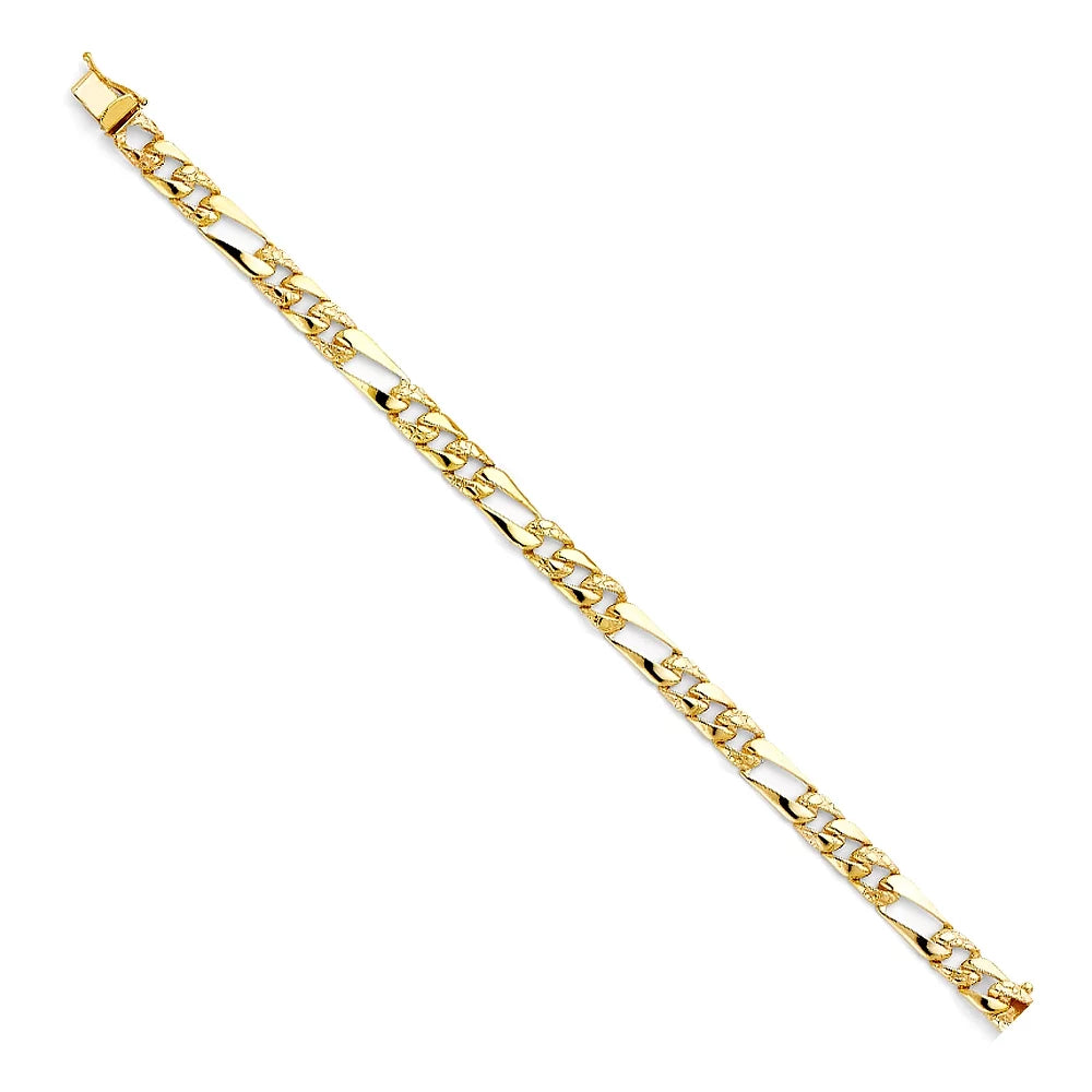 | Gold 6.4 14KY Bracelets Bracelet Women Stamp Nugget 14k Gold Link - Weight Chain 7" Men| Yellow Figaro Elegant Men’s for Gift | for and Jewelry