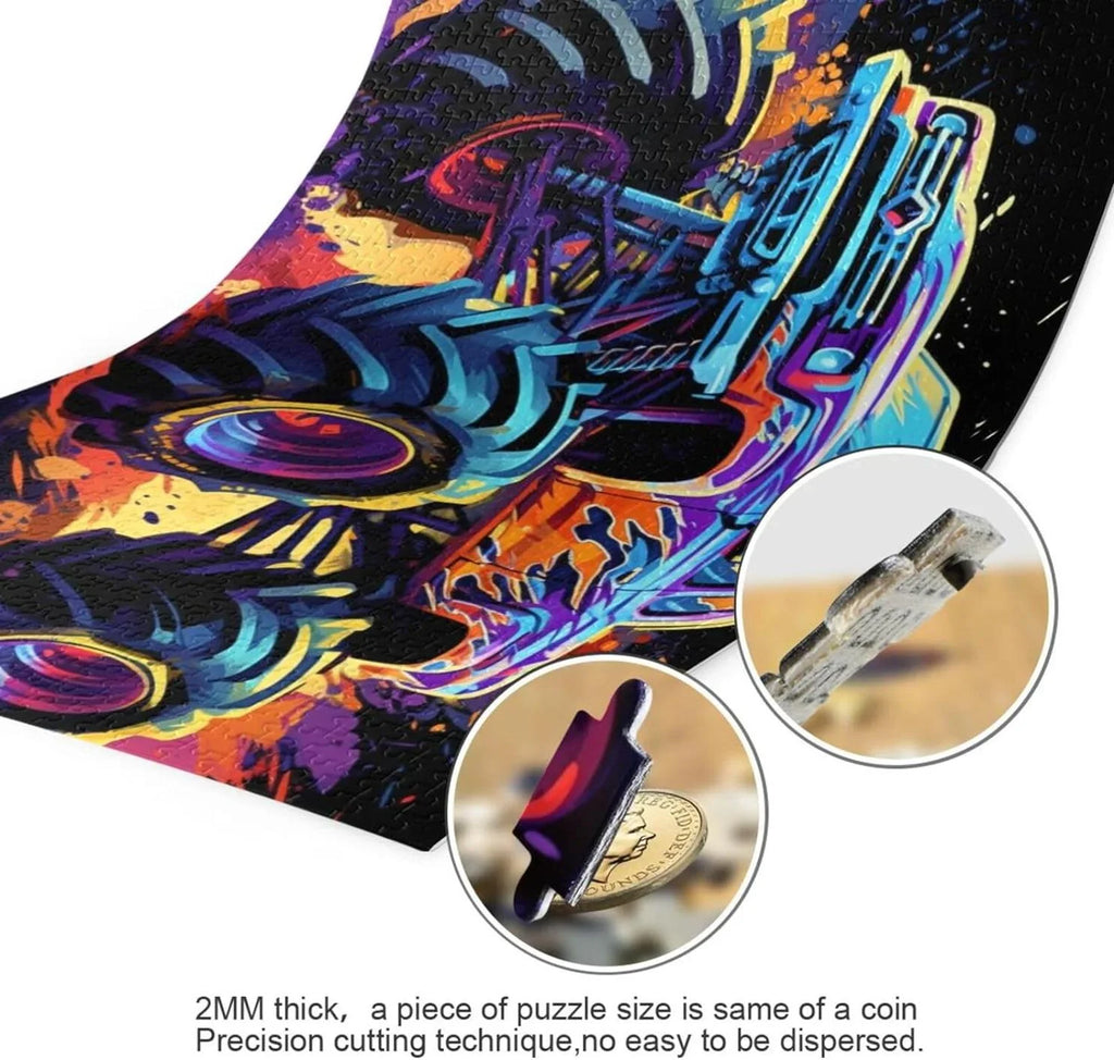 Monster fabric with Puzzle, Puzzle for PCS Kids Gift Composite Paper Wood Neon Jigsaw Bag, Brain Adults, Challenging Friends Zigsaw Storage Parents for 500 Game Family Fun Exercise Truck