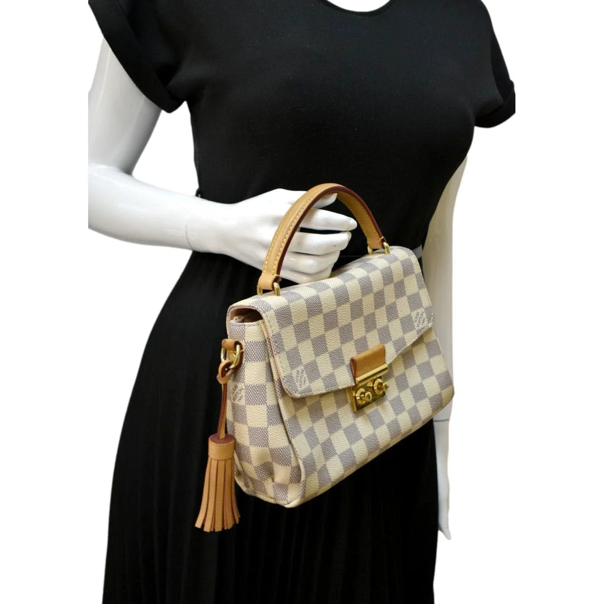 Croisette Crossbody Bag Pre-owned Satchel Azur Damier White