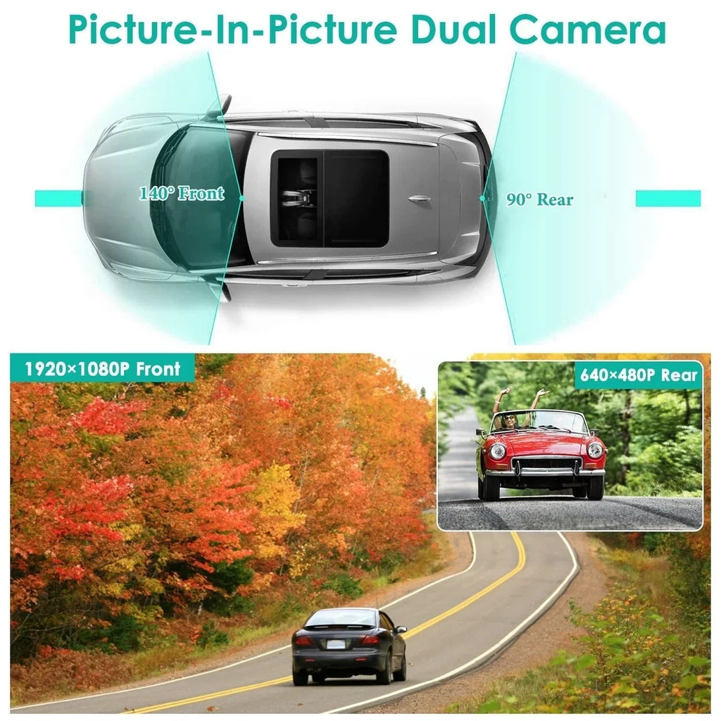 Camera with 140 Car Detection Cam Recording Loop Camera DVR Angle Motion 4.3in in 1080P Picture Recorder Dash Camcorder