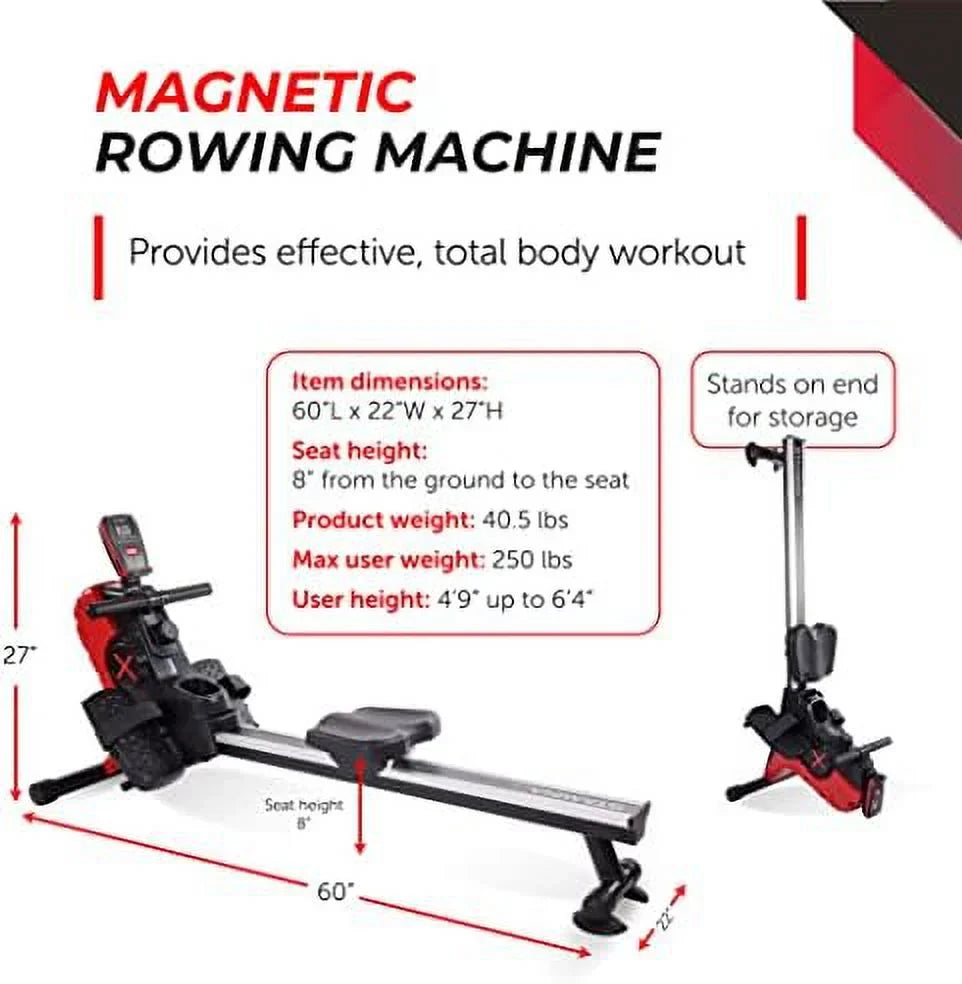 250 Machine With Magnetic - Weight - Home With Machine Up For Resistance Rower Rower Magnetic Workout Lbs To Capacity Rowing App Gym - Fitness