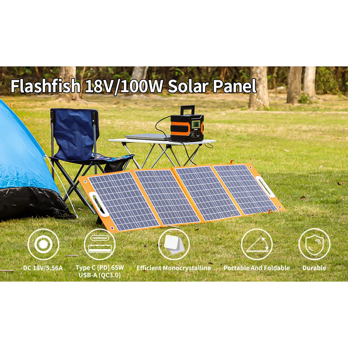 Output Power Solar DC Foldable Gofort for Portable Panel Station Solar 18V/100W Portable