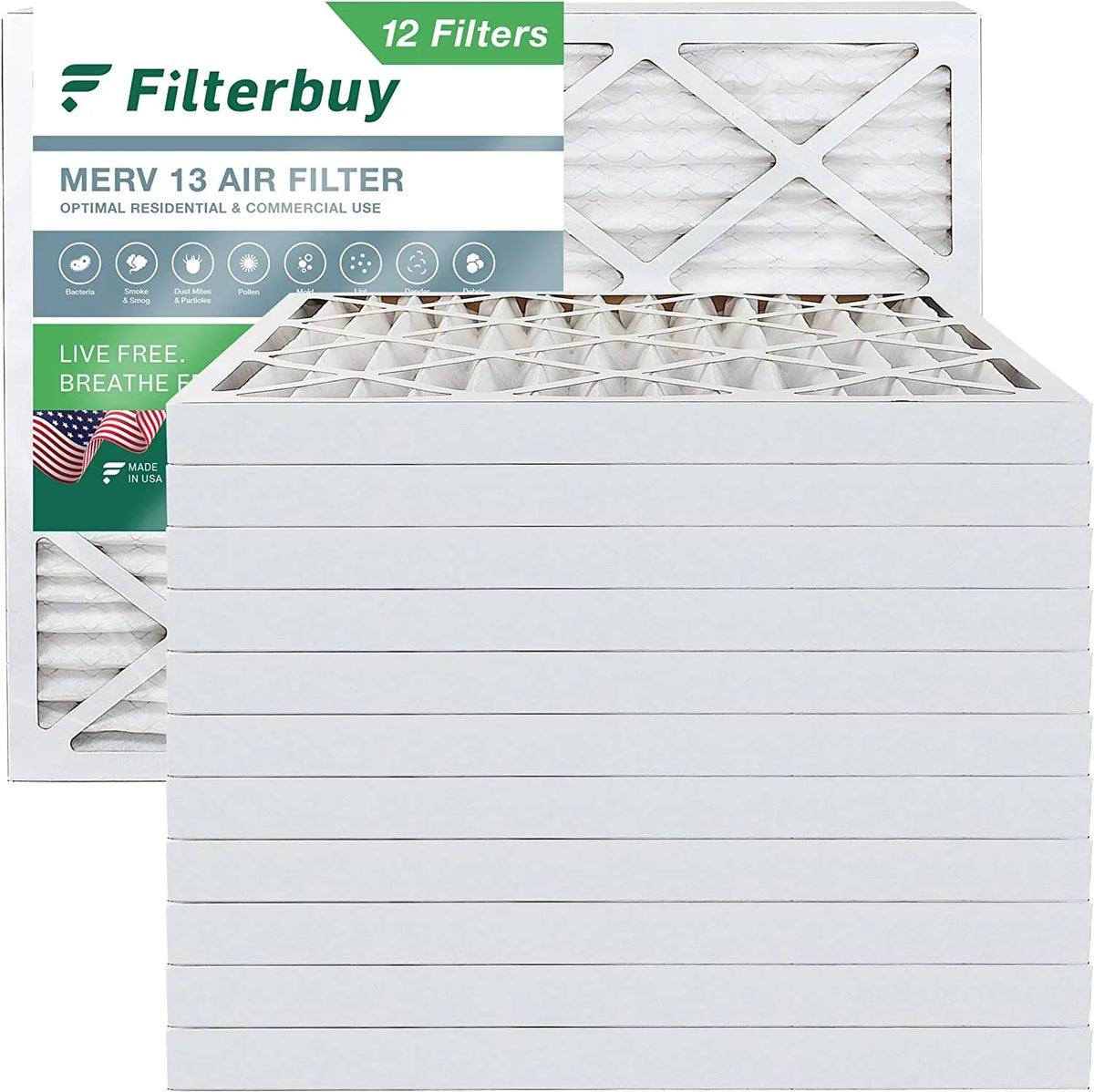 13 (12-Pack) Air MERV Filters Furnace HVAC Filterbuy AC Pleated 16x18x2