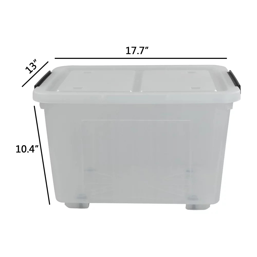 Bin Storage 30 Storage Clear Latch Wheels 4-Pack Large Box, Plastic Kekow L with