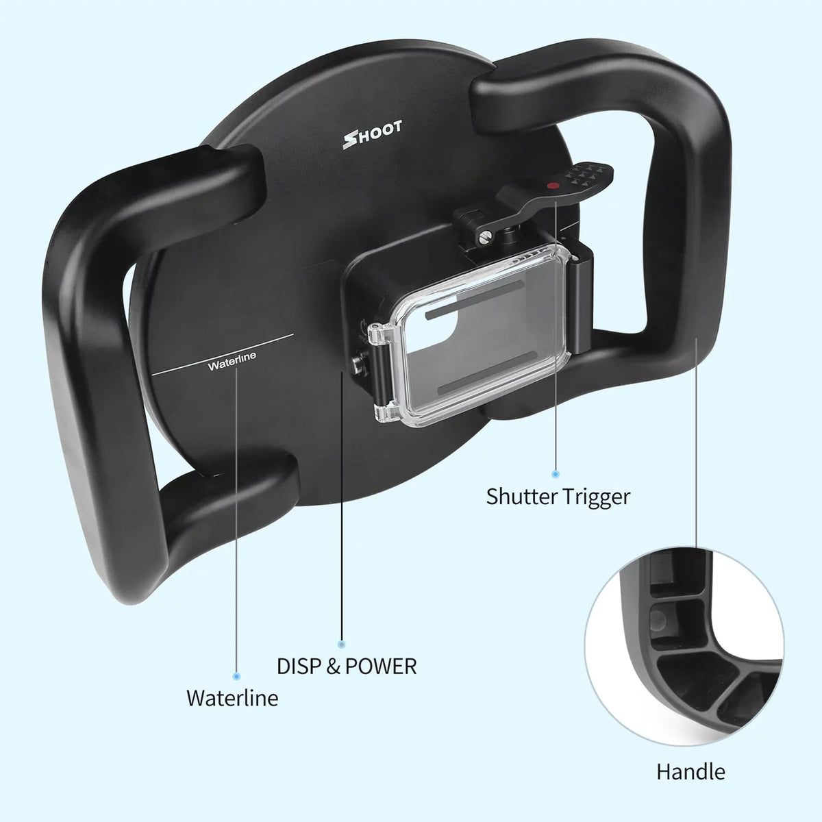Eryue Ive Port Mashem Waterproof Camera Waterproof Dome Case Camera 9 180° 10 Case 45m 9 Port Wide Camera Dual Dual Case Port Handle SHOOT 180° 45m Port,Camera Case Handle