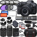 Video Frame 64GB Extra & 500mm Lenses, 2X + Microphone, Camera Full Canon & 75-300mm EOS Accessories: R5 Focus III LED RF Mirrorless Case STM Cards, with Battery, More f/8 24-105mm Memory Light,