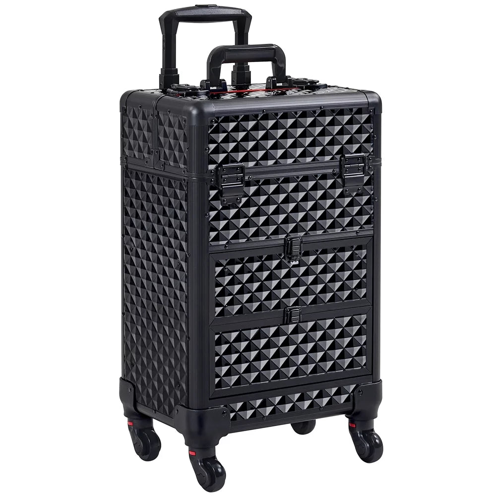 Makeup Case Professional with Drawers,Black Rolling Yaheetech Train