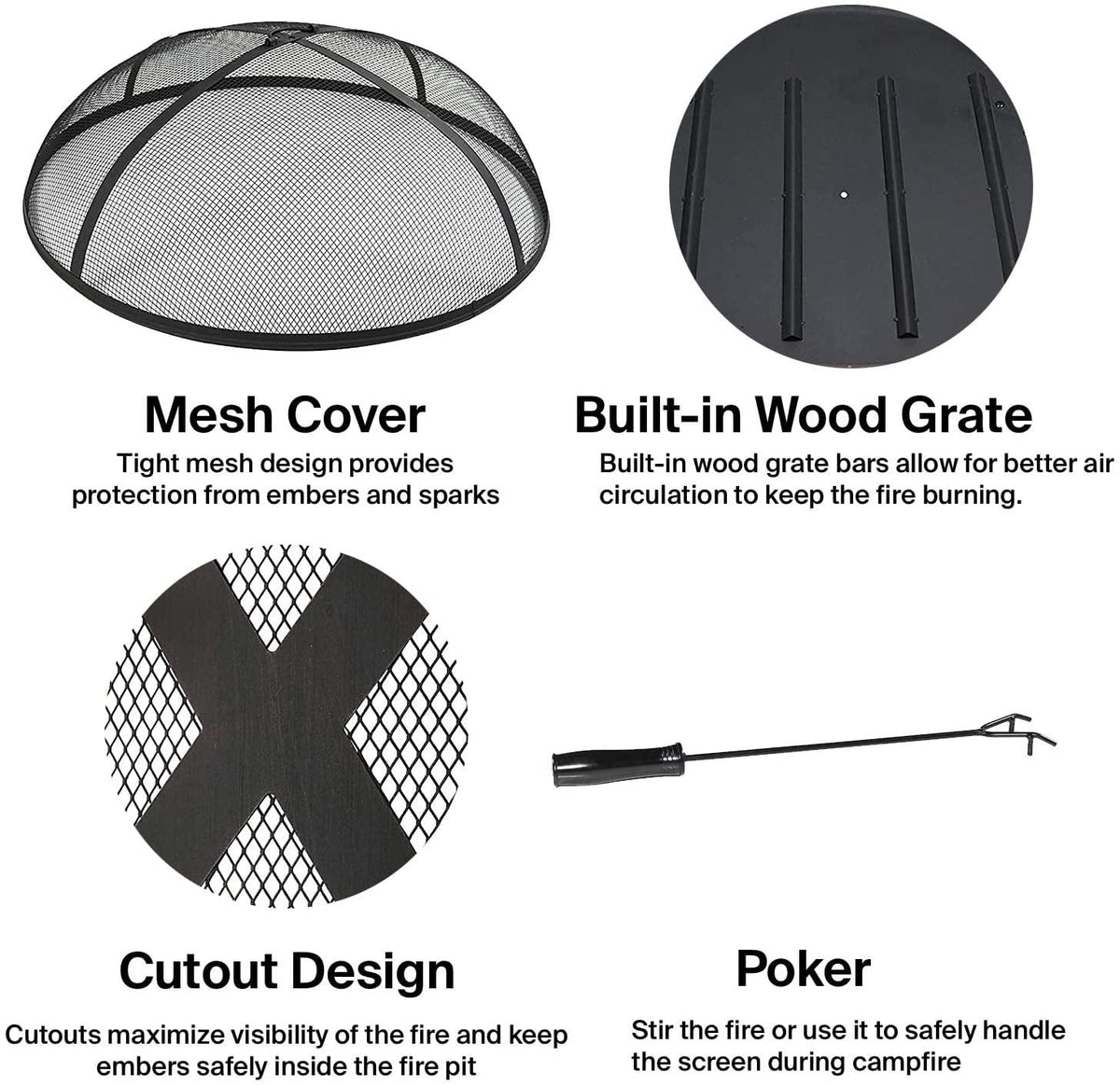 Portable & Wood Grill Burning Fire Campfire exterior Pit Clover Pit