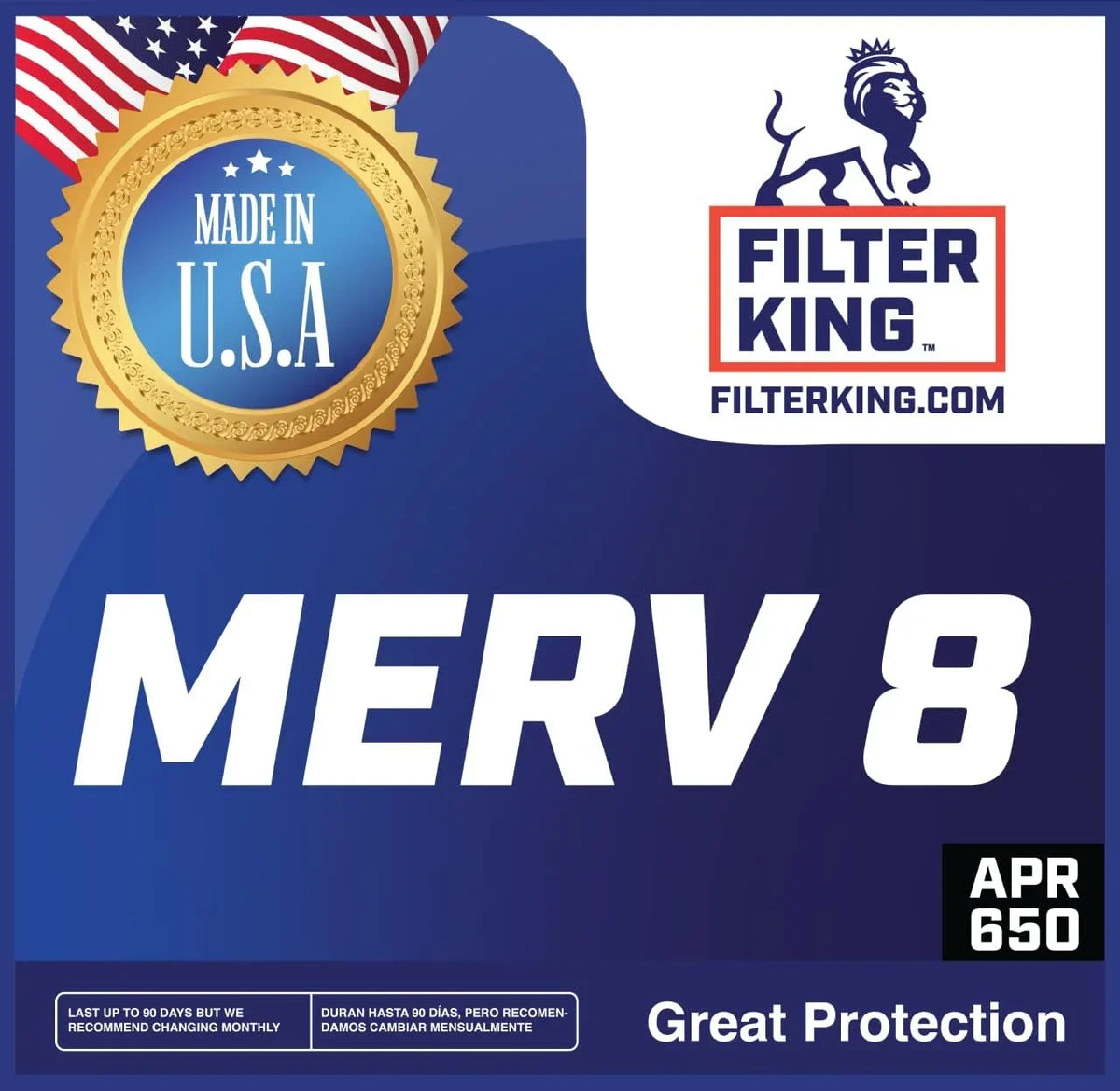 MADE IN | x x | Filter 4-PACK Filters | HVAC Furnace Actual 4 | A/C .75" MERV 43 Air USA King dimension: 8 4x43x1a Pleated Filter