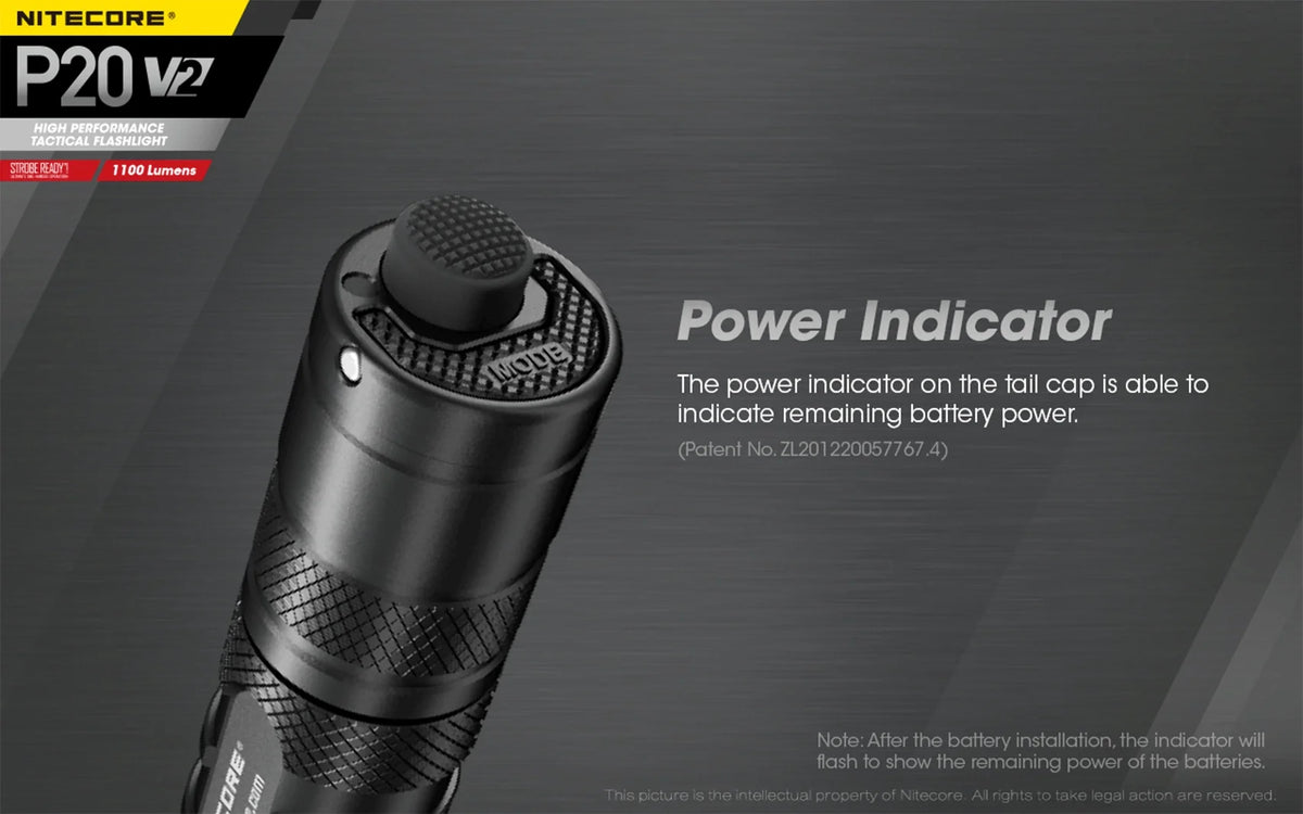 Lumens P20 - - XP-L2 Tactical V6 LED Flashlight 1100 CREE Nitecore V2