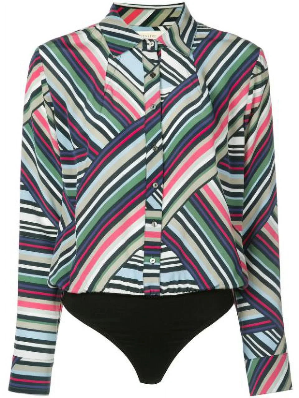 Bodysuit, US Stripe Artelier Button Nicole Down MULTICOLOR Petite Miller Abstract