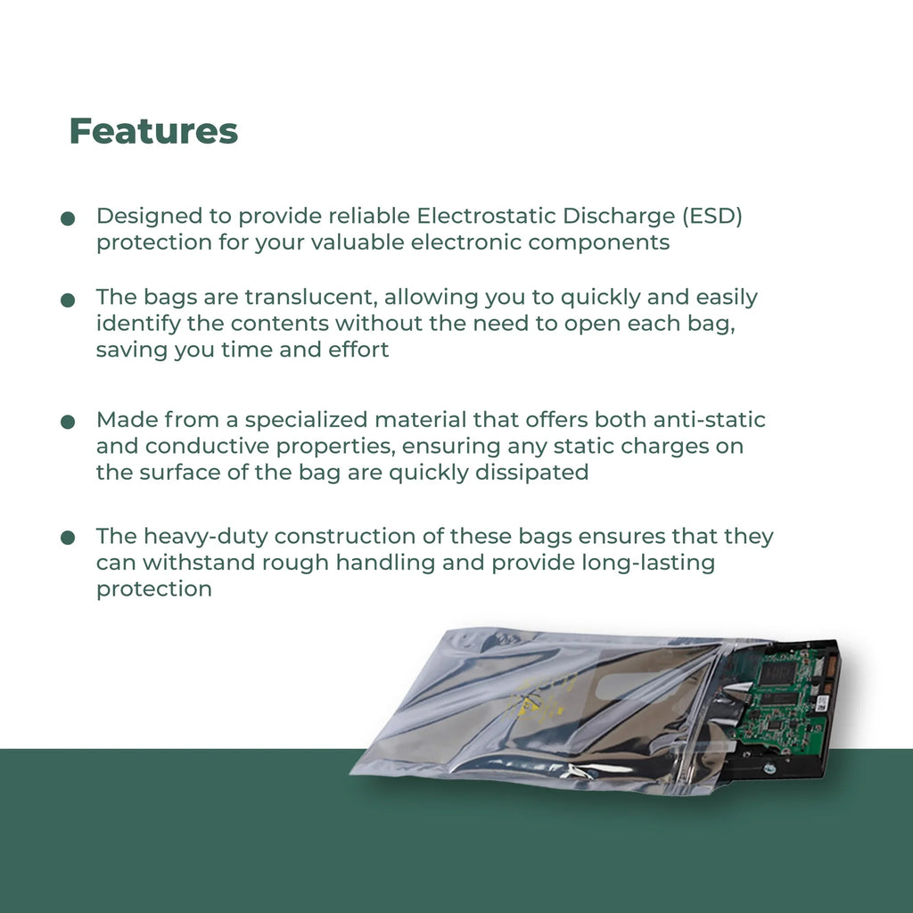Conductive 10" Mil Bags Dependable x Transparent Protection Metallic 100/CS High-grade ESD 3 6"