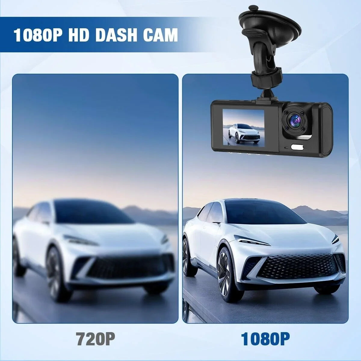Car Recorder 1080P G-sensor Dash Lens Camera Dual Front/Rear/Inside Video Cam