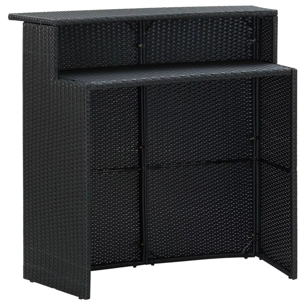 Set exterior Garden Dining Chairs Shelf Cushioned Bar Pub, Set Anself Rattan Backyard, for and Storage with Table 5 Black Bistro, Poly 4 Patio Stool Terrace, Piece