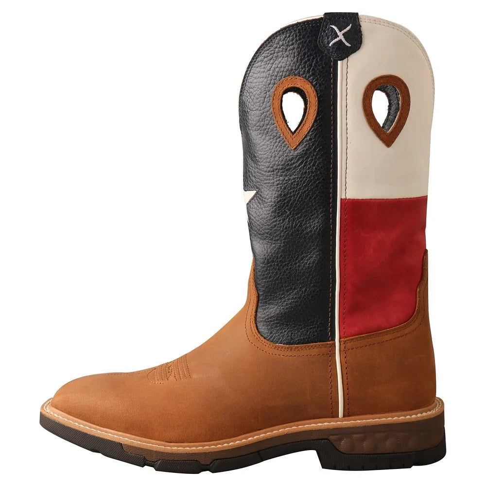 Texas X Soft Toe Men`s Boot MXB0007 12` Twisted Flag D Brown Twisted Light Boots Work 9 Brown X