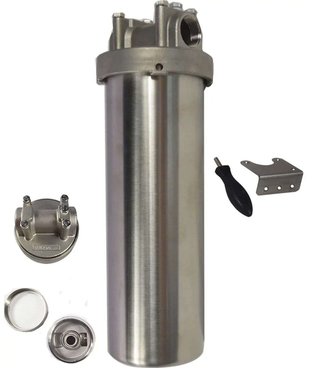 Bracket Particles with Housing 10"L Filter Pin PreAsion liquid Rust Wrench Filtering Scale for Cartridges Dirt 3/4"NPT Heavy-duty