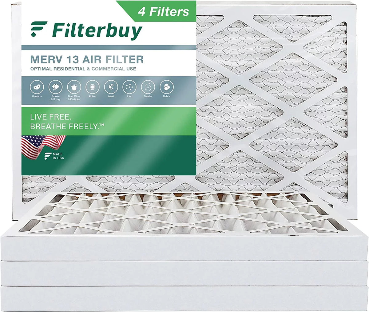 Furnace 8x24x2 Filterbuy (4-Pack) Filters MERV HVAC Air Pleated AC 13