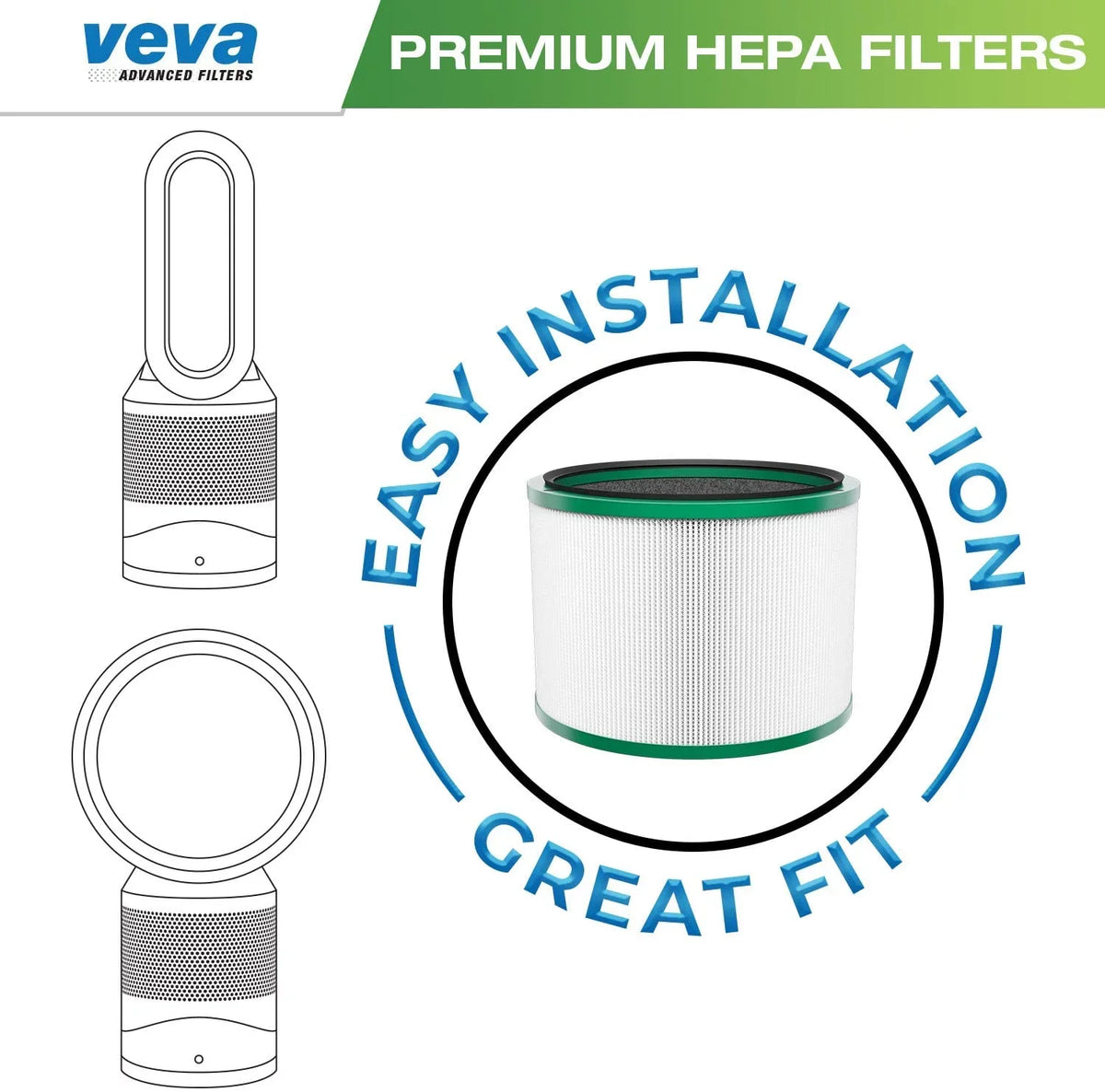 Pure Dyson Link VEVA HEPA Premium All Pack Replacement 2 With Filter Cool Compatible