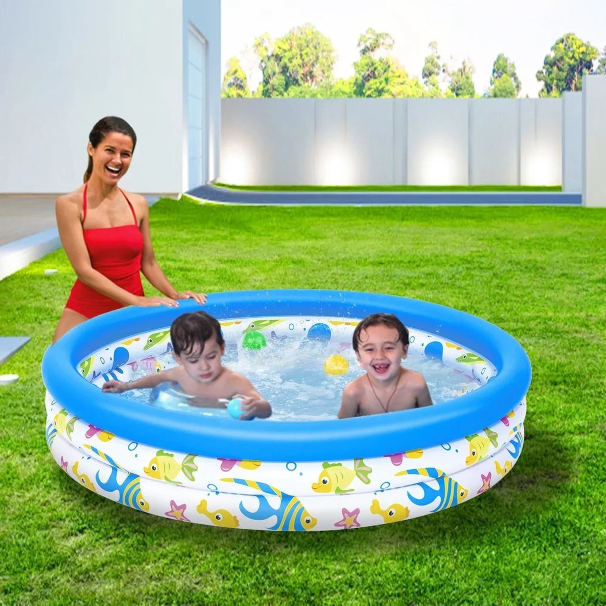 Up Pool Pool Pool Foldable 2 Center For Swim Blow Ball Swimming Inflatable Kids 48x10In Family