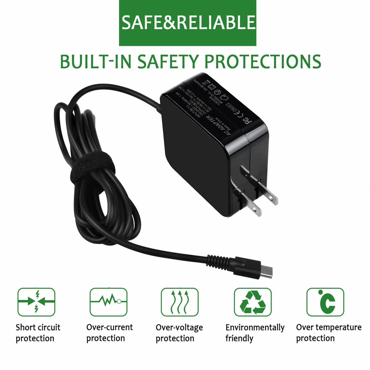 Chromebook KONKIN Type-C MTK Gen BOO 45W Adapter for Compatible 2nd 81QC Type Charger Replacement 300e AC