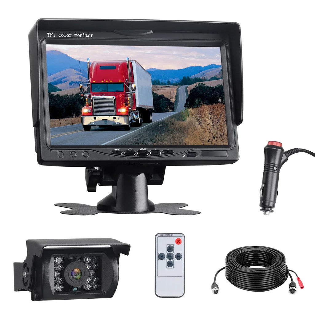 View Back 7’’ Waterproof Trucks, Reverse Kit, Cam with Monitor Rear Night Vision TOGUARD Cars, IR IP67 Vision Camera Backup Night Camping Vans, with CA711 LCD up RVs for Rearview