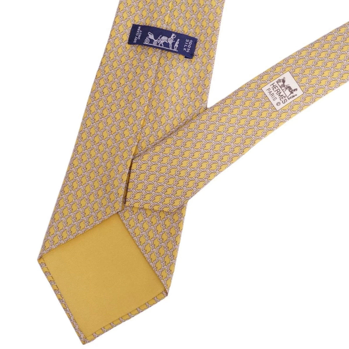 100% twill silk (Good) Hermes yellow Pre-Owned men's HERMES tie