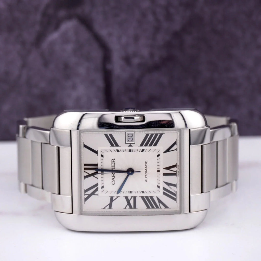 3507 Tank by Dial Watch Cartier 49mm Silver Mens Stainless Anglaise 37mm Steel