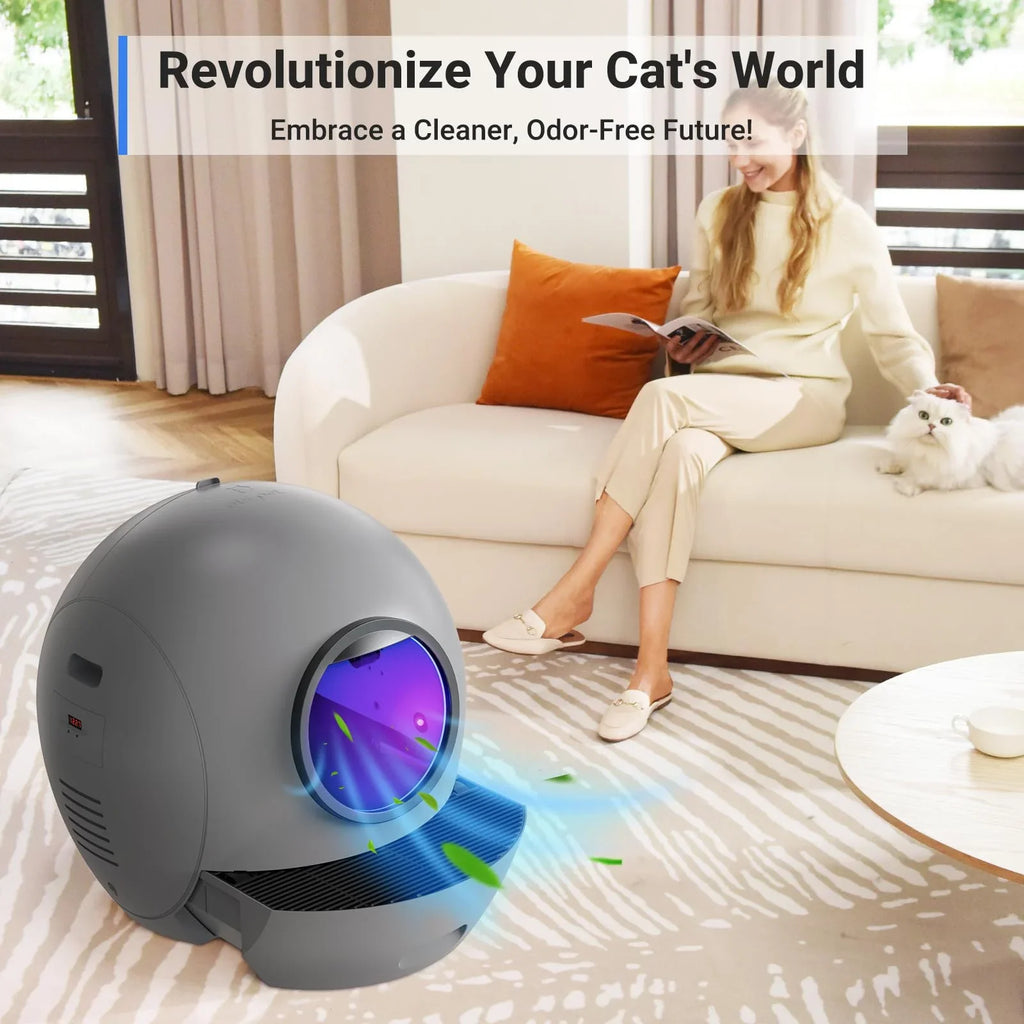 Litter Self Cat Box Control Multiple ELS PET Cats Cat Automatic Version] for Litter Box APP Cleaning [Upgraded