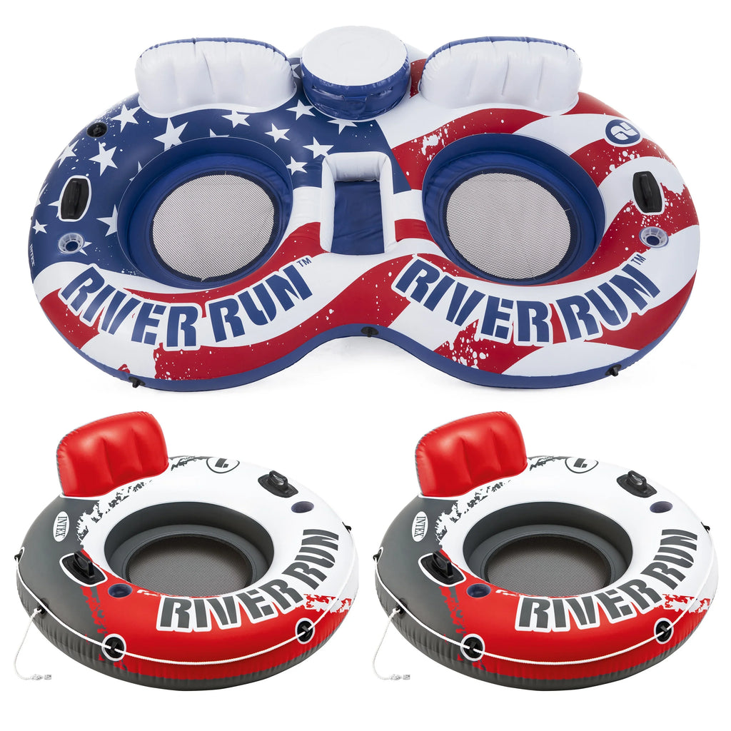 Tube, Run 2 American Float (2 Flag Pack) w/ Inch River 53 Intex Person Red