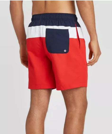 Speedo Small Navy/White/Red- Colorblock Shorts Swim - Men's 8"