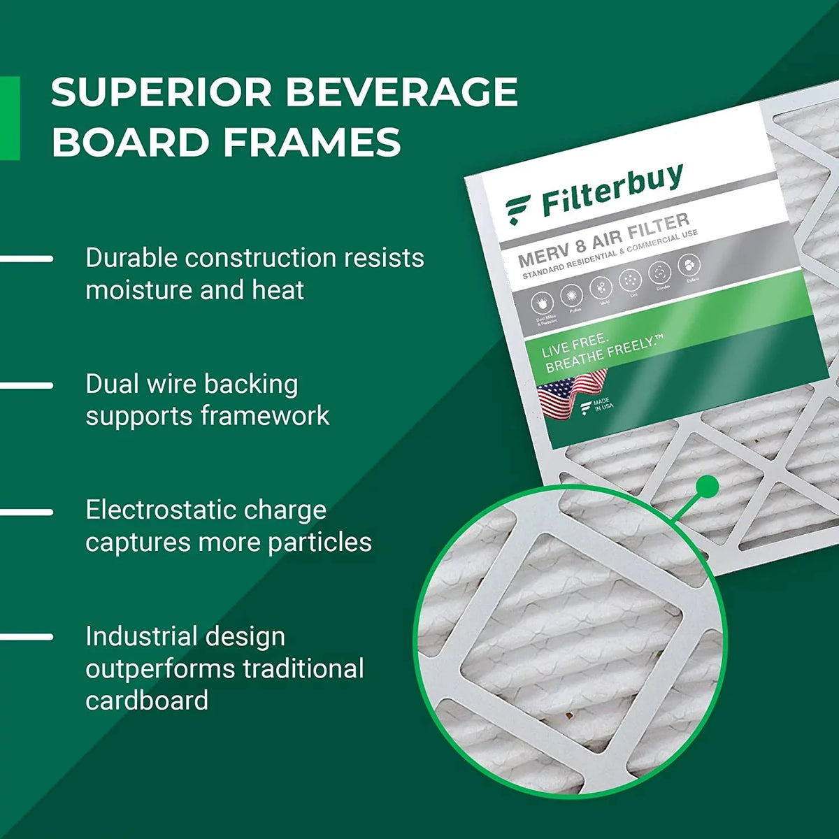 8 18x24x4 AC Filters MERV Furnace Air HVAC Pleated (2-Pack) Filterbuy