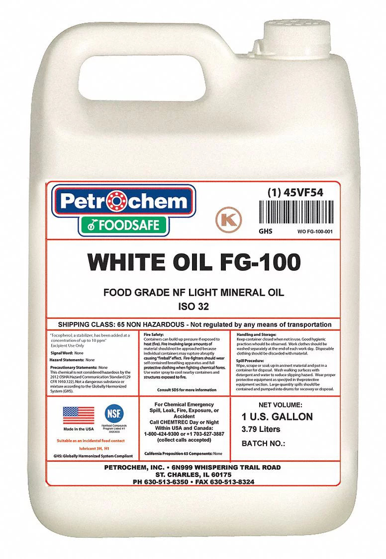 Grade,1 Oil,Food FG-100-001 Mineral WO Hydraulic Petrochem gal.