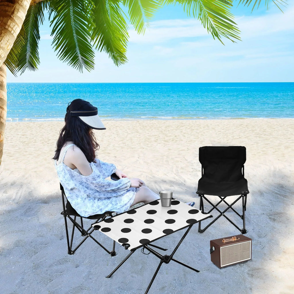 for Compact exterior Camping Table Dots Table Polka Bag Picnic Portable Fishing Beach BBQ Table Storage Foldable with Hiking Black