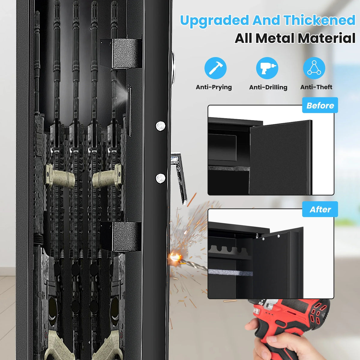 Security Rifle, and SULIVES Design Safes: Rack Lock, with Removable Shotgun Password Thickened Cabinet, Bullet Shelf, 5-7 Quick Access Gun