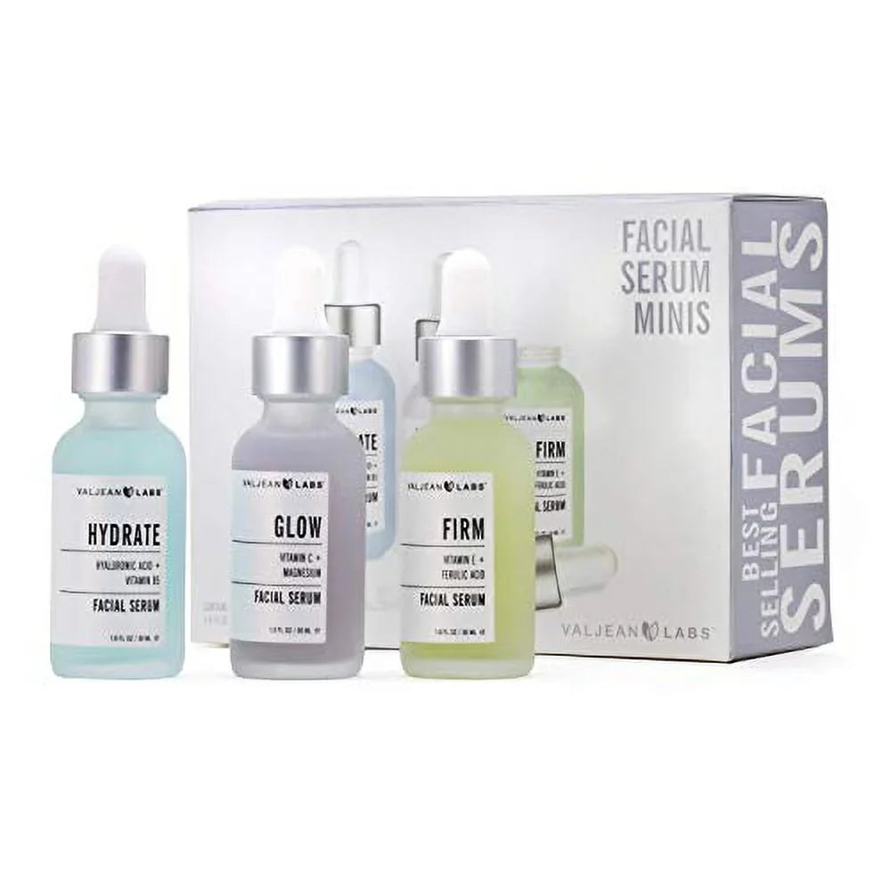 Serum, Firm - Glow, Free, and Free, Targeted Skincare Combo Facial Ingredients Cruelty Labs Paraben Supercharged, Hydrate, of Valjean Bottles - Pack 1oz