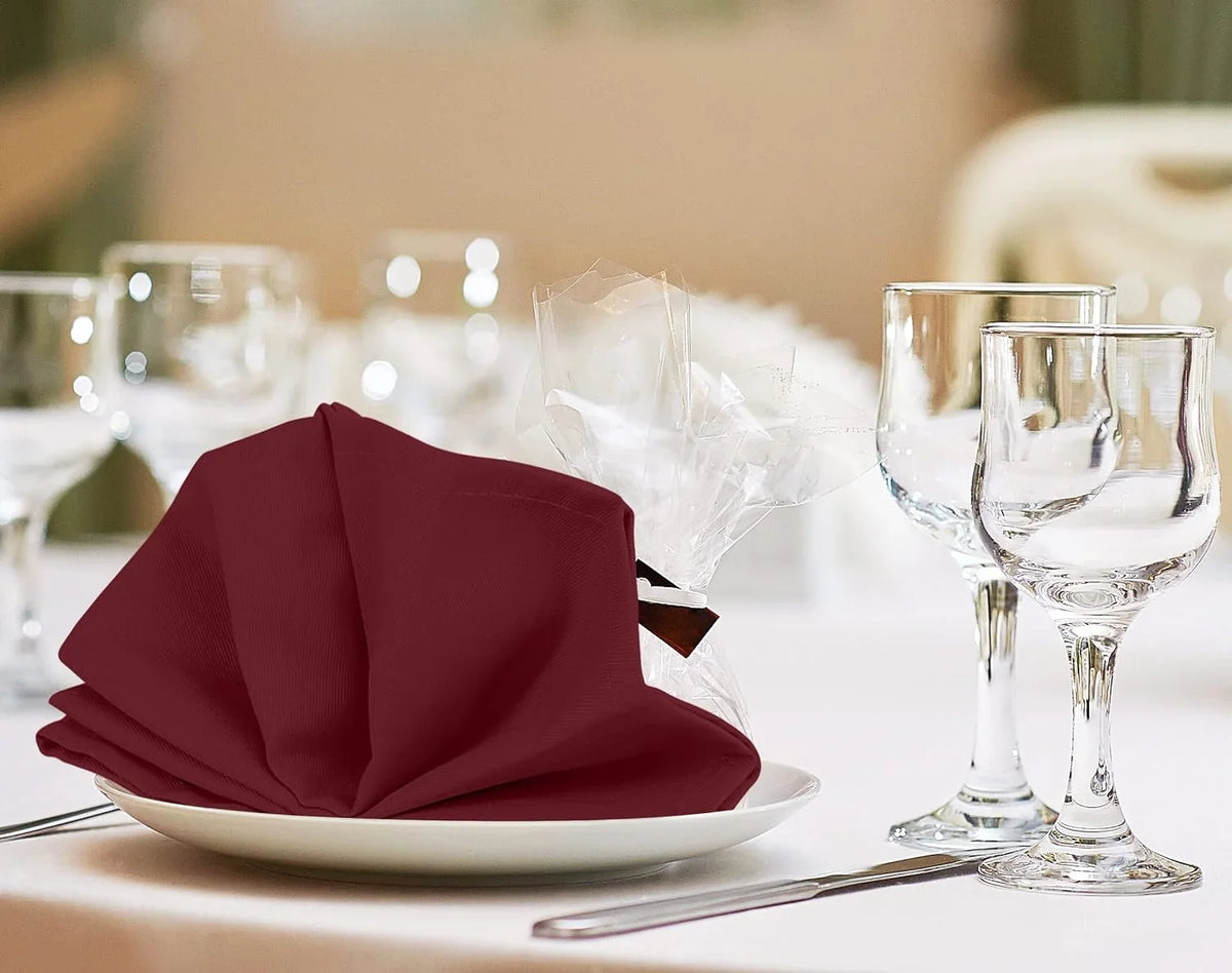 Burgundy Reusable Napkins Table Blend Parties Pack, Kitchen and 18x18 Dinner Cotton Event Washable and Restaurant, Cloth Burgundy Lunch, [12 Hotel, Inch] 18x18 Inch for Utopia Napkins Weddings,