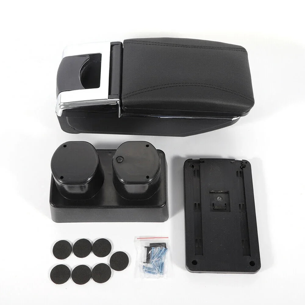 Storage Console Box Console Car for 2007-2011 Versa Leather OUKANING Box Latio Nissan Tiida Center Center Rotatable Black Armrest