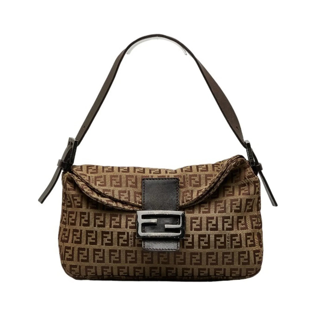 Women's Bucket Zucchino Mamma Bag Leather Pre-Owned Shoulder FENDI 8BR003 Canvas Brown (Fair)
