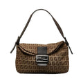Women's Bucket Zucchino Mamma Bag Leather Pre-Owned Shoulder FENDI 8BR003 Canvas Brown (Fair)