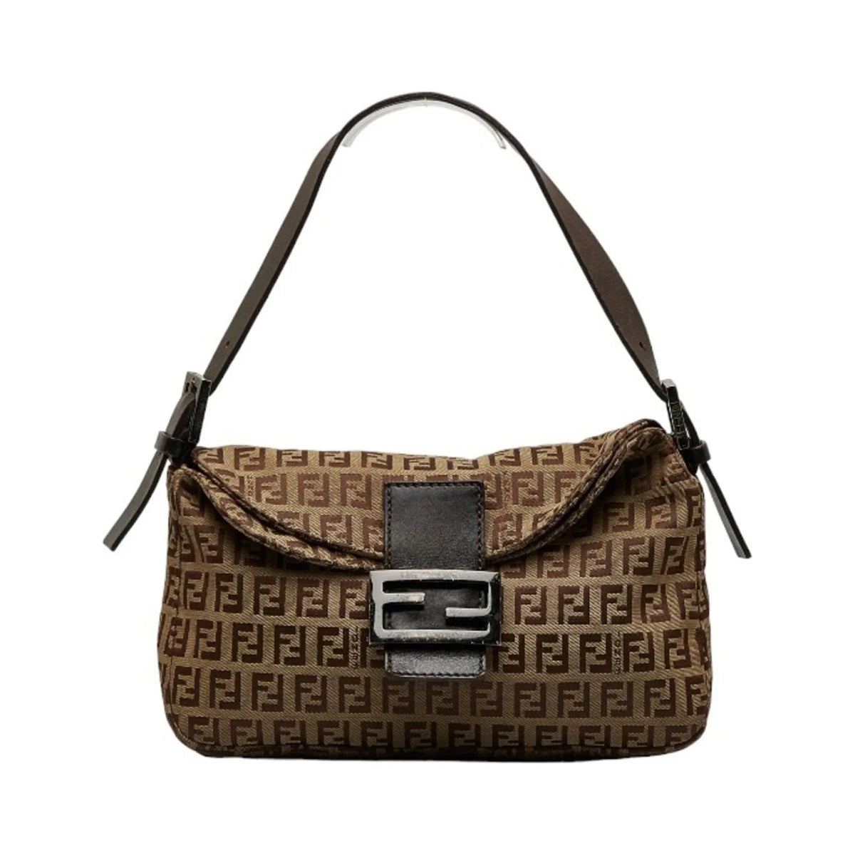 Women's Bucket Zucchino Mamma Bag Leather Pre-Owned Shoulder FENDI 8BR003 Canvas Brown (Fair)