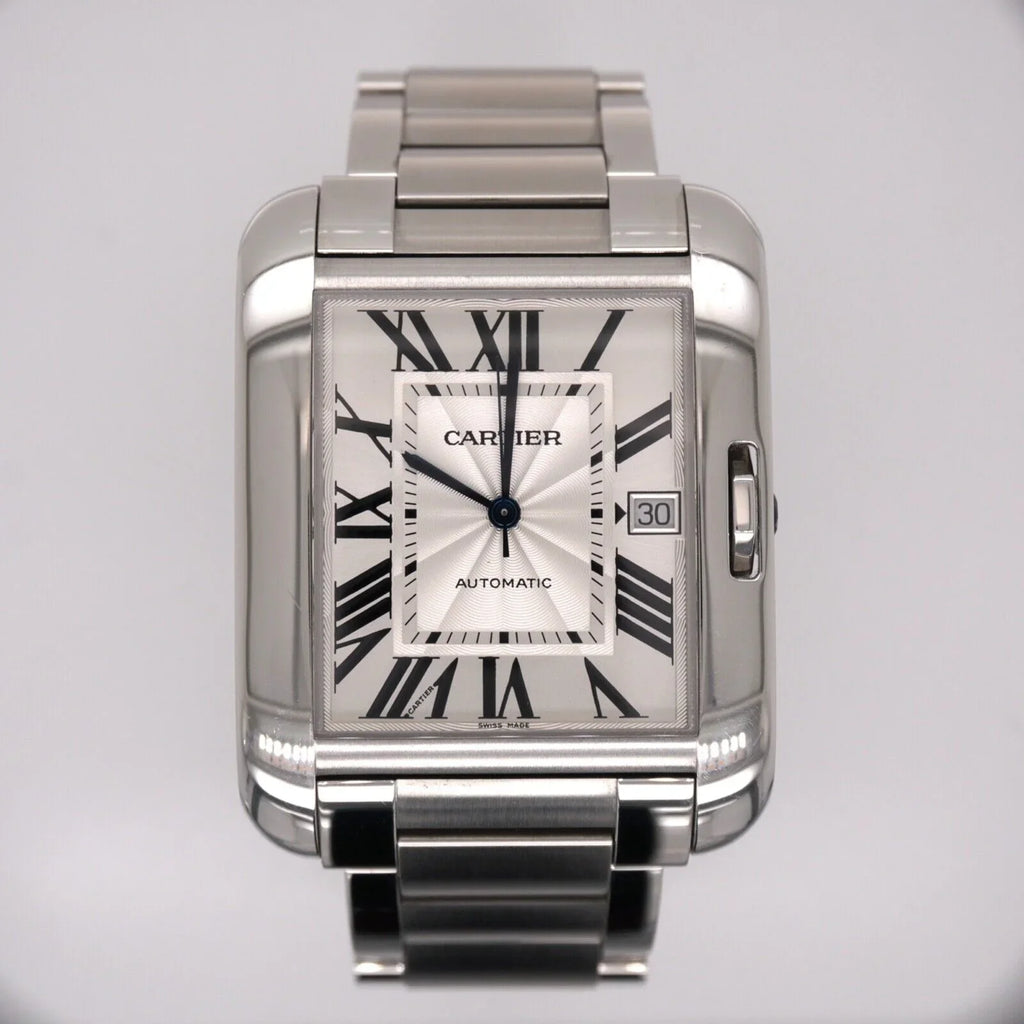 3507 Tank by Dial Watch Cartier 49mm Silver Mens Stainless Anglaise 37mm Steel