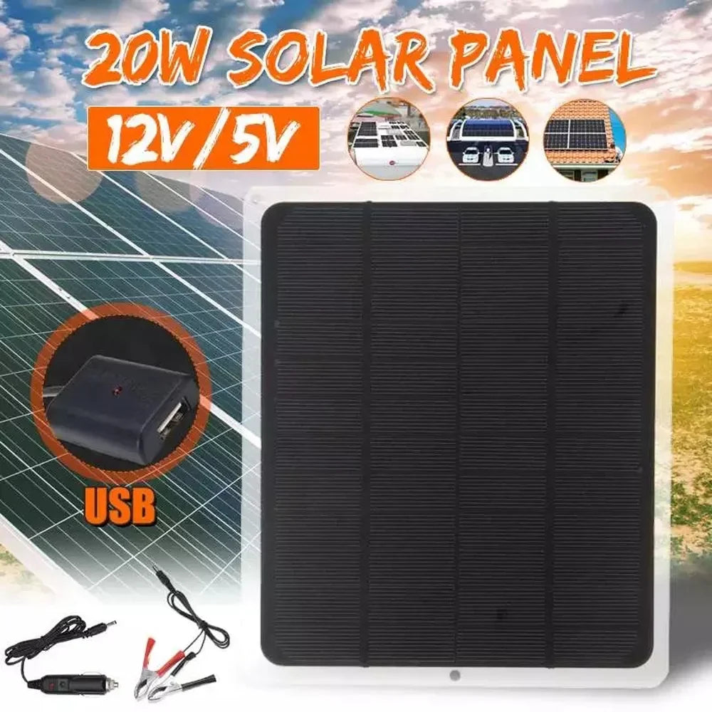 20W Charging Device Portable Camping Anself Silicon Solar Panel Hiking Monocrystalline for