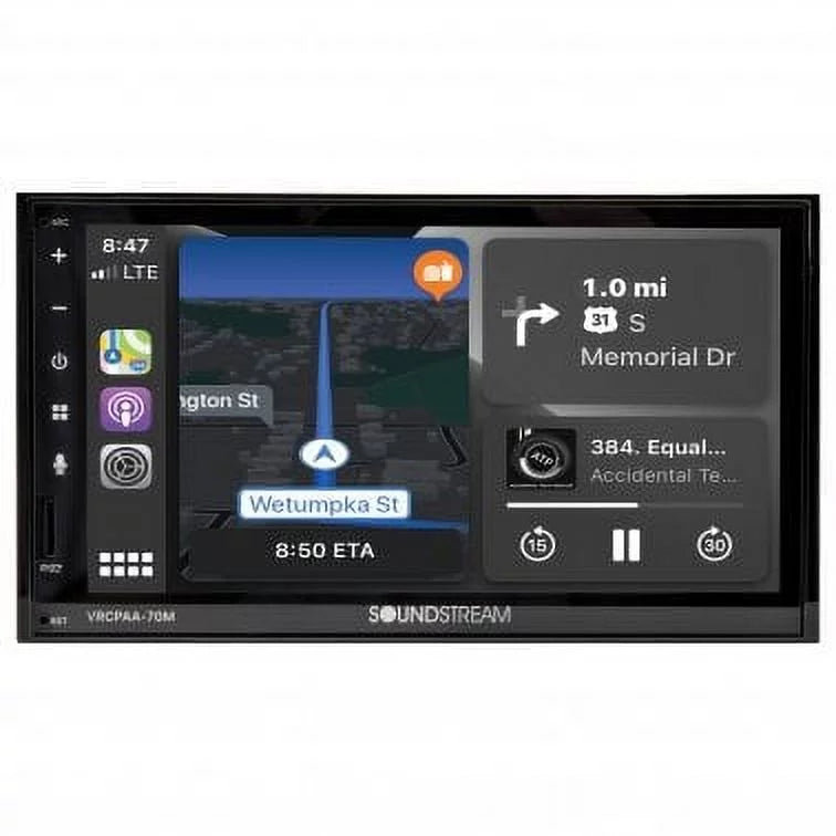 7" DIN Double Soundstream VRCPAA-70M Android Black & +Camera Bluetooth CarPlay
