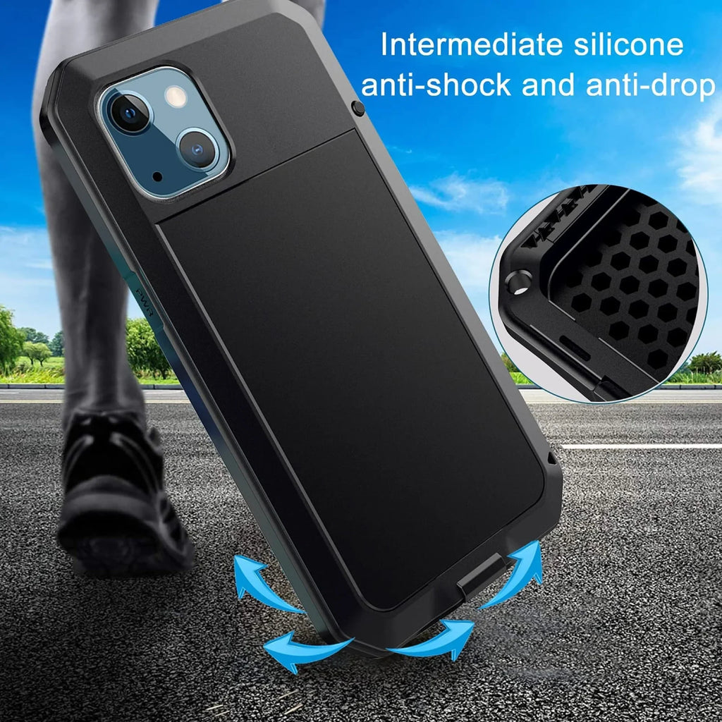 13 exterior and Case iPhone Grade Military Aluminum Gorilla Duty Resistant (Silver) Protection, Travel Pro Glass Rugged Heavy Scratch Metal Shockproof