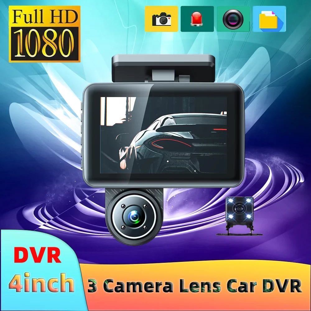 Rearview 4in Recorder Clear Dash Mirror Cameras 3 Camcorder Auto Car Safety Cam Andoer Angle Recording Driving Video Camera Wide Car Recorder Car