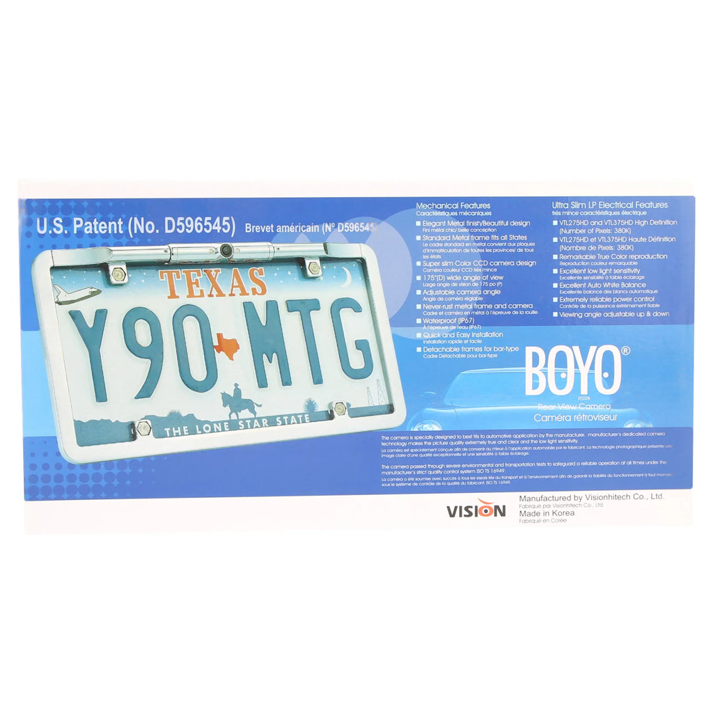 Camera BOYO - Ultra Plate Backup VTL275HD HD License (Chrome) Slim Full-Frame
