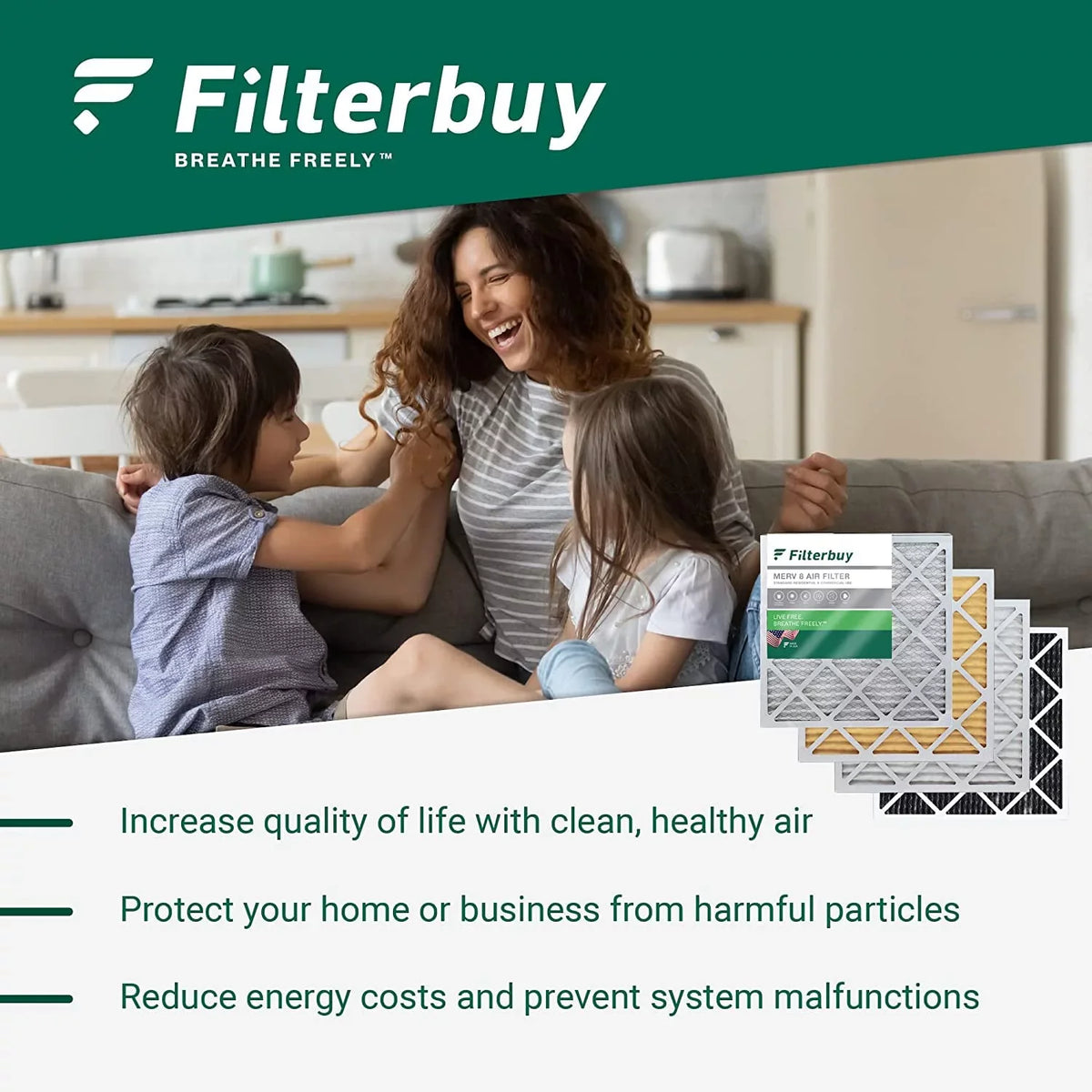 8 18x24x4 AC Filters MERV Furnace Air HVAC Pleated (2-Pack) Filterbuy
