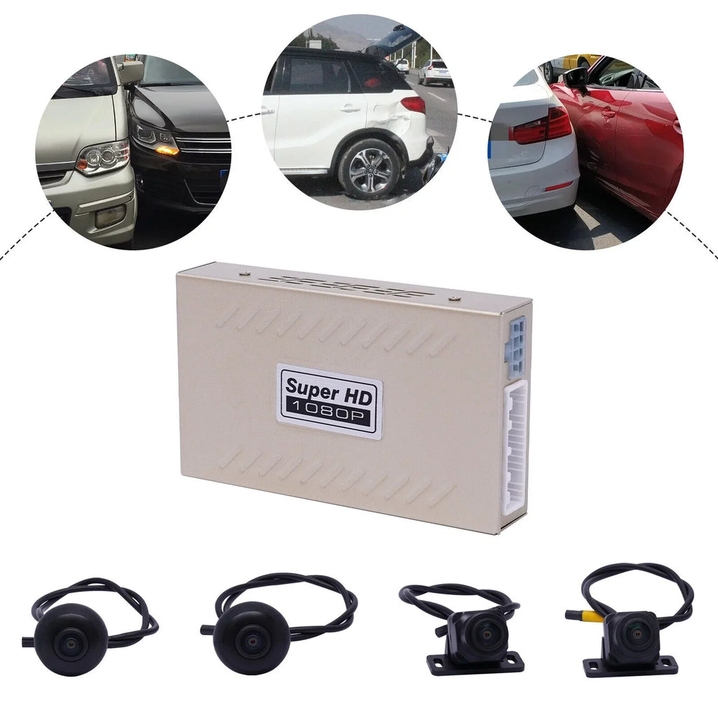 Miumaeov View 1080P System View Recording 4-Camera for Bird Rear Cars Car 360 Dash Surround Cam Kit Degree DVR