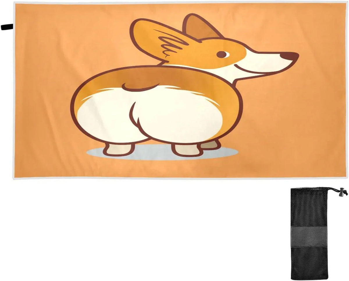 Super Swimming Camping Quick Towel Cute Travel - Bestwell Beach Compact Towels Oversized Dry Lightweight - Orange Holiday（353） Towel Corgi for Absorbent